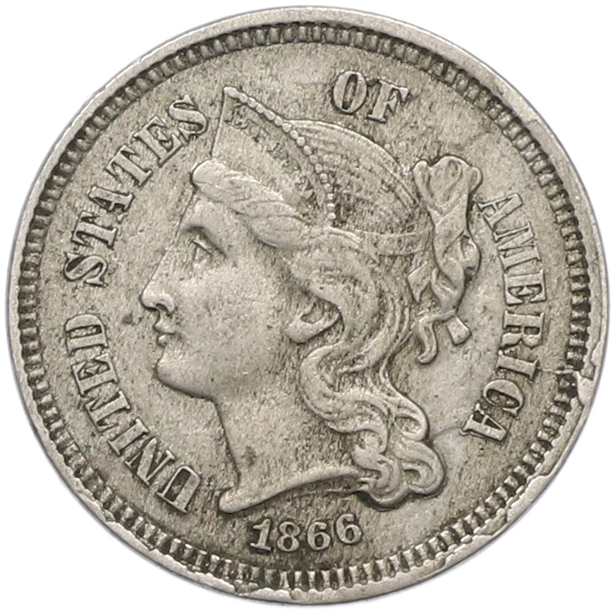 3 цента 1866 года США — Фото №1