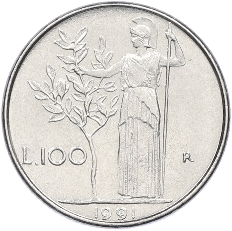 100 лир 1991 года Италия — Фото №1