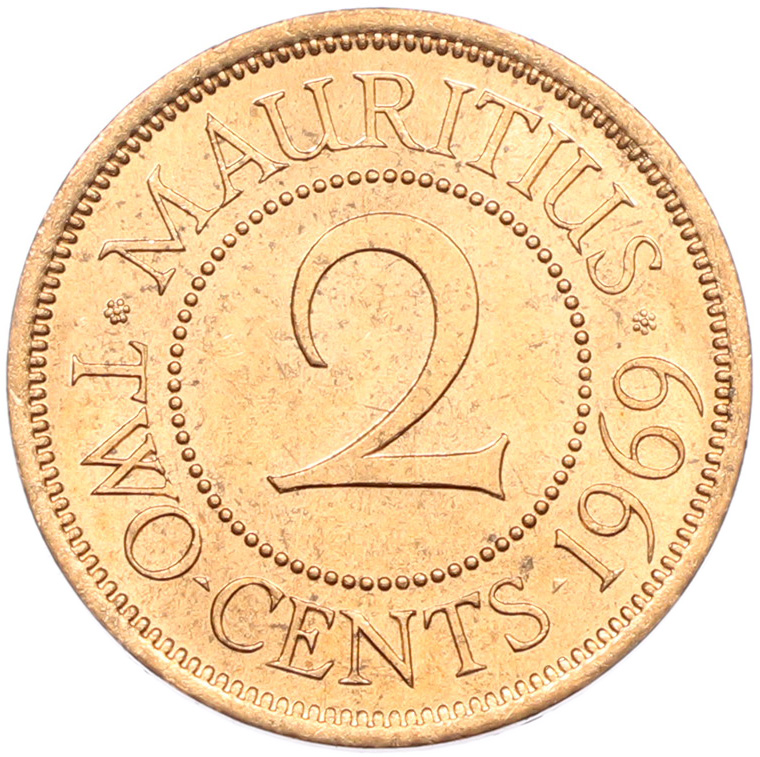 2 цента 1969 года Британский Маврикий — Фото №1
