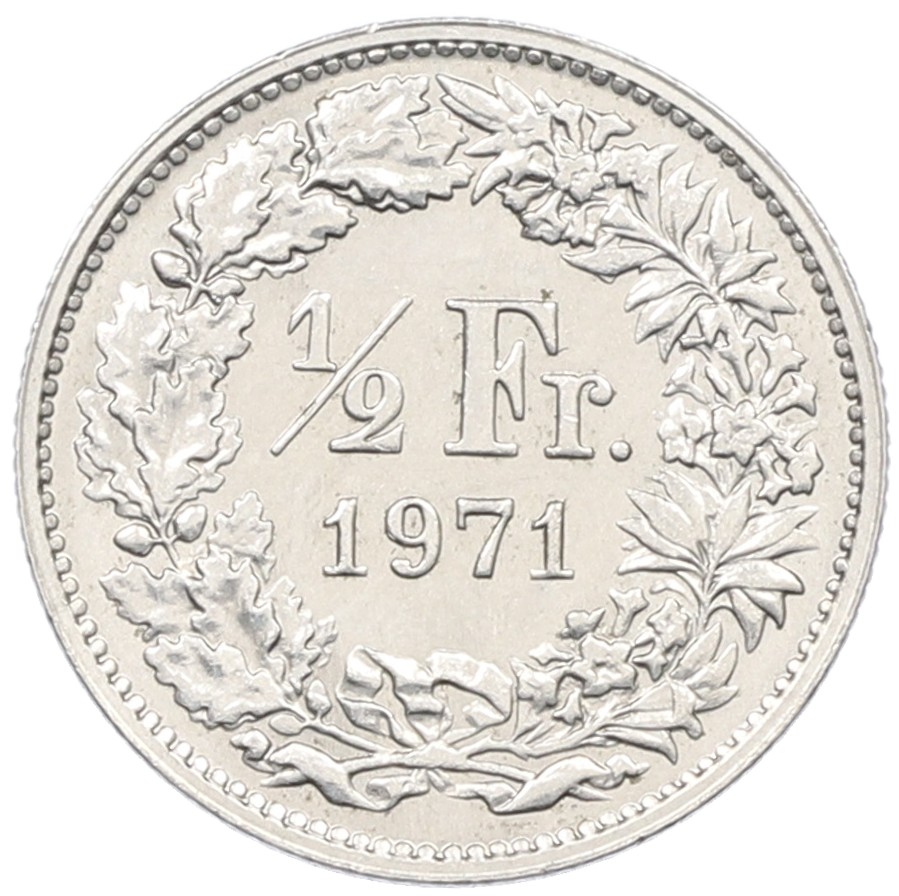 1/2 франка 1971 года Швейцария — Фото №1