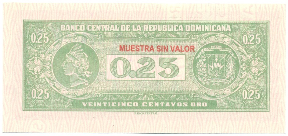 25 сентаво 1961 года Доминиканская республика (Образец) — Фото №2