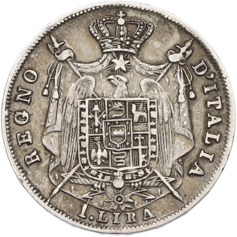 1 лира 1814 года M Наполеоновское королевство Италия — Фото №2