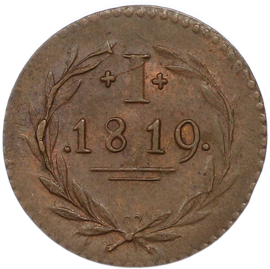 1 пфенниг 1819 года Франкфурт «Юденпфенниг» (Торговый токен) — Фото №1