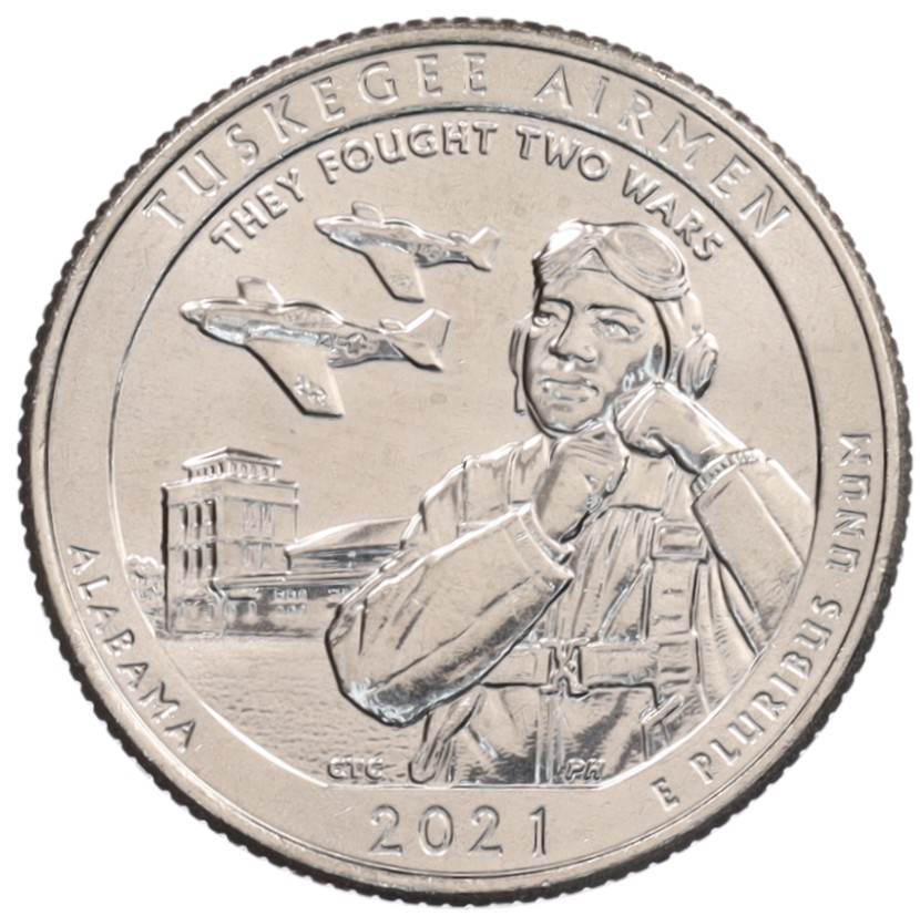 1/4 доллара (25 центов) 2021 года D США «Национальные парки — №56 Национальное историческое место Пилоты из Таскиги» — Фото №1