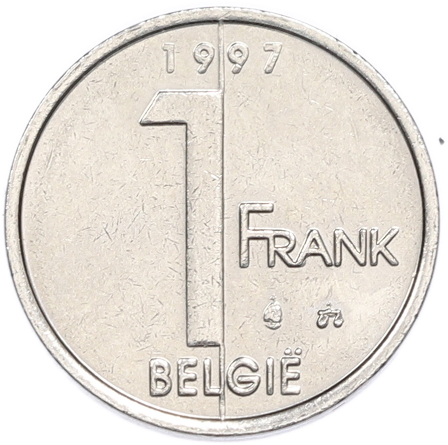 1 франк 1997 года Бельгия — текст на фламаднском (BELGIE) — Фото №1
