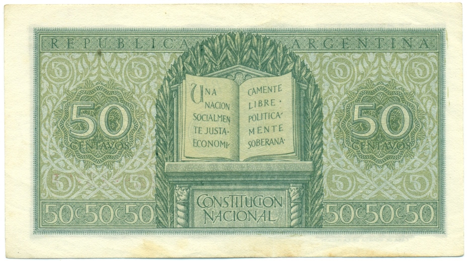 50 сентаво 1951 года Аргентина — Фото №2