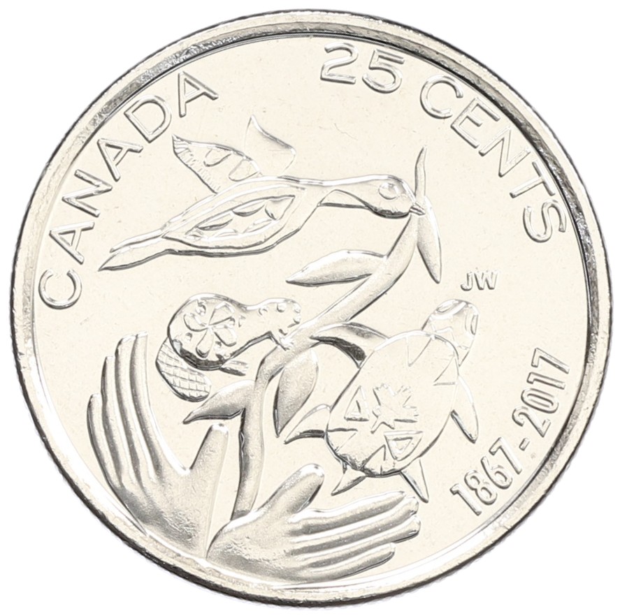 25 центов 2017 года Канада «150 лет Конфедерации — Надежда на зеленое будущее» — Фото №1