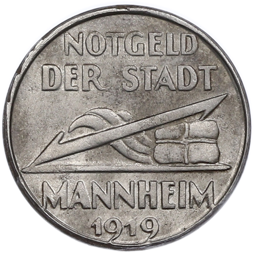 5 пфеннигов 1919 года Германия — город Мангейм (Нотгельд) — Фото №1