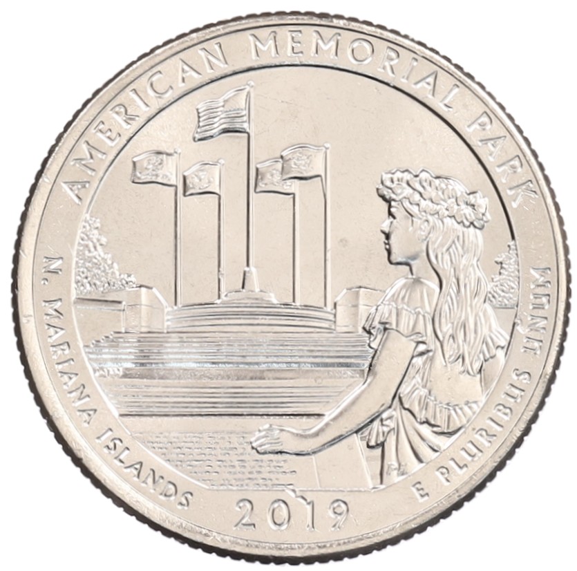 1/4 доллара (25 центов) 2019 года D США «Национальные парки — №47 Американский Мемориальный Парк» — Фото №1