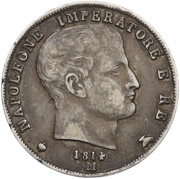 1 лира 1814 года M Наполеоновское королевство Италия — Фото №1