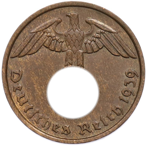 2 рейхспфеннига 1939 года F Германия — Фото №1