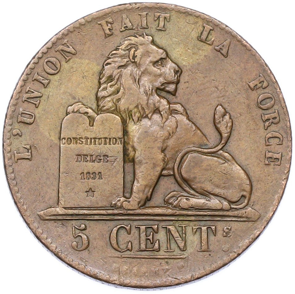 5 сантимов 1851 года Бельгия — Фото №1