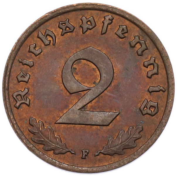 2 рейхспфеннига 1937 года F Германия — Фото №2