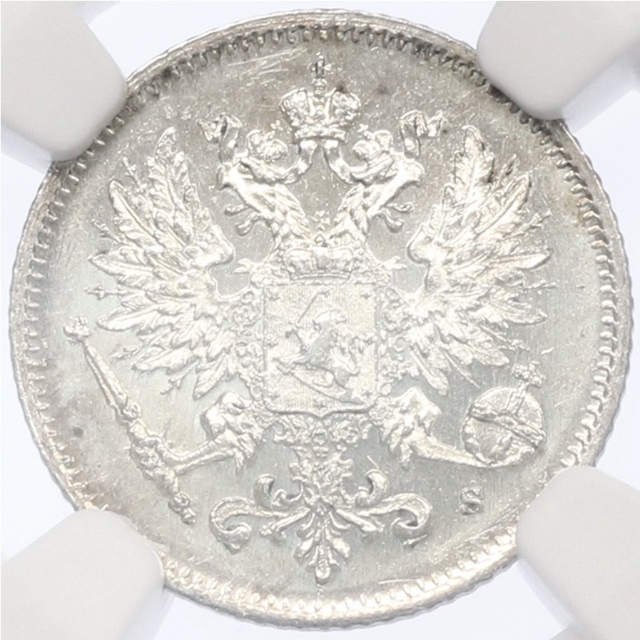 25 пенни 1915 года Русская Финляндия — в слабе NGC (MS64) — Фото №2