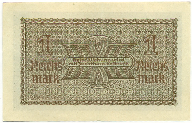 1 рейхсмарка 1939 года Германия (Для оккупированных территорий) — Фото №2