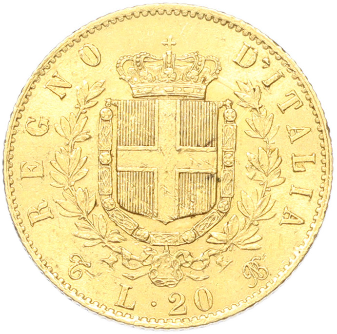 20 лир 1865 года Италия — Фото №2