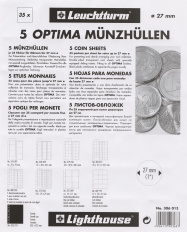 Листы для 35 монет Ø 27 мм, 5 штук, формат Оптима, Leuchtturm — Фото №1