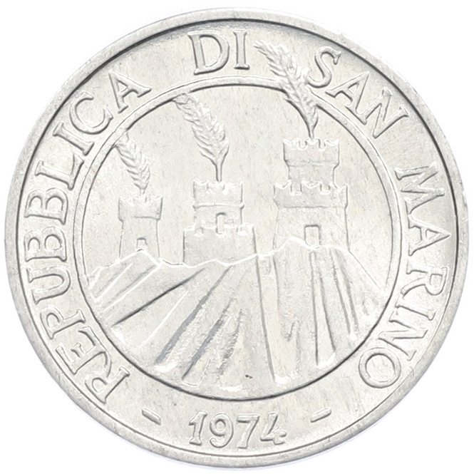 5 лир 1974 года Сан-Марино — Фото №2