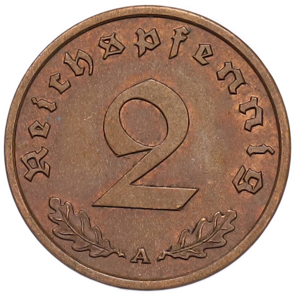 2 рейхспфеннига 1939 года A Германия — Фото №2