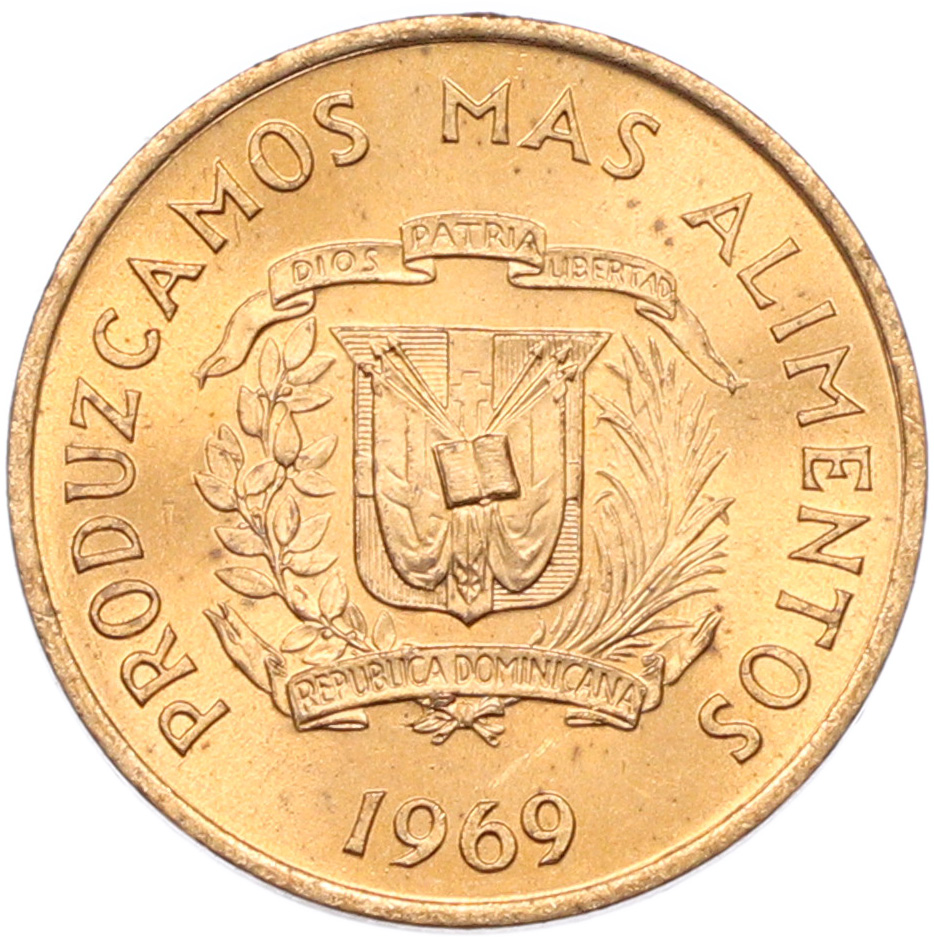 1 сентаво 1969 года Доминиканская республика — Фото №2