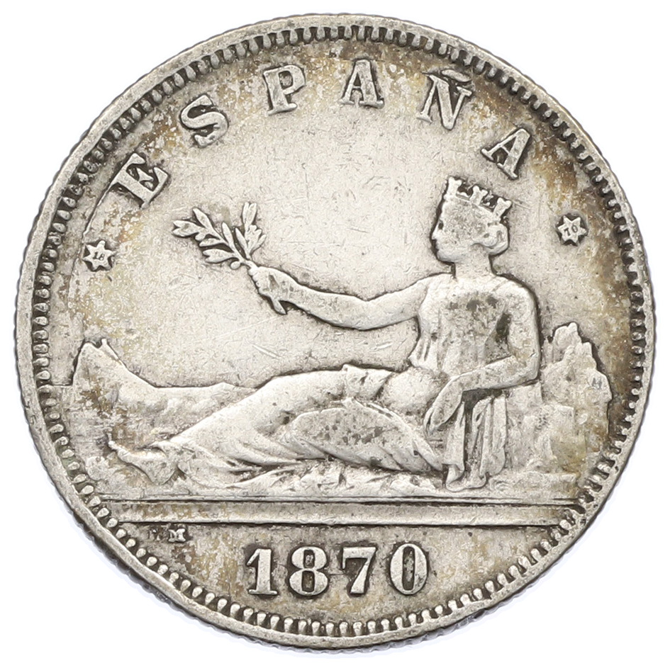 2 песеты 1870 года Испания — Фото №1
