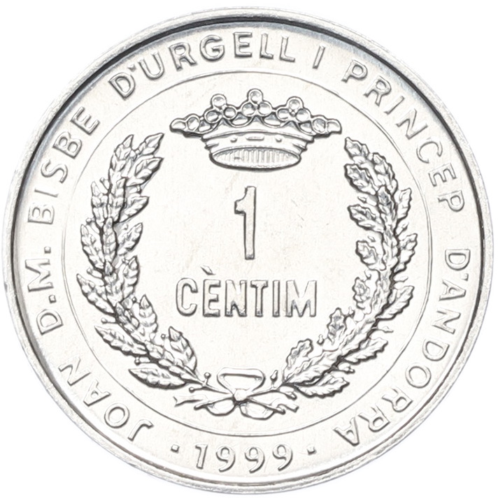 1 сантим 1999 года Андорра «ФАО» — Фото №2
