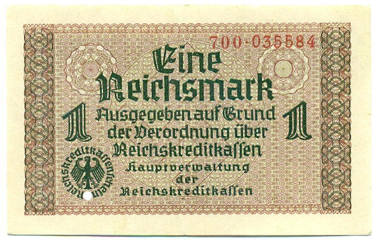 1 рейхсмарка 1939 года Германия (Для оккупированных территорий) — Фото №1