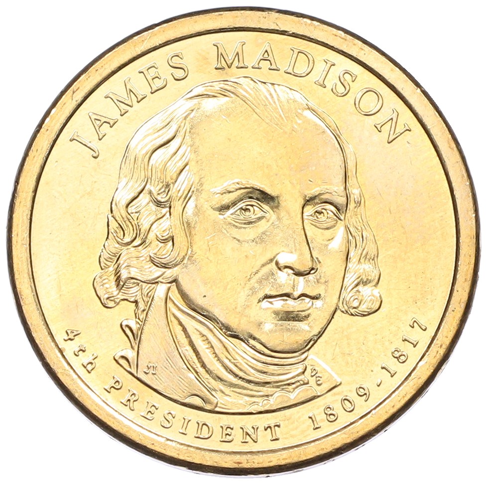 1 доллар 2007 года (Р) США «4-й президент США Джеймс Мэдисон» — Фото №1