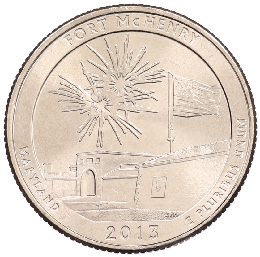 1/4 доллара (25 центов) 2013 года P США «Национальные парки — №19 Форт Мак-Генри» — Фото №1
