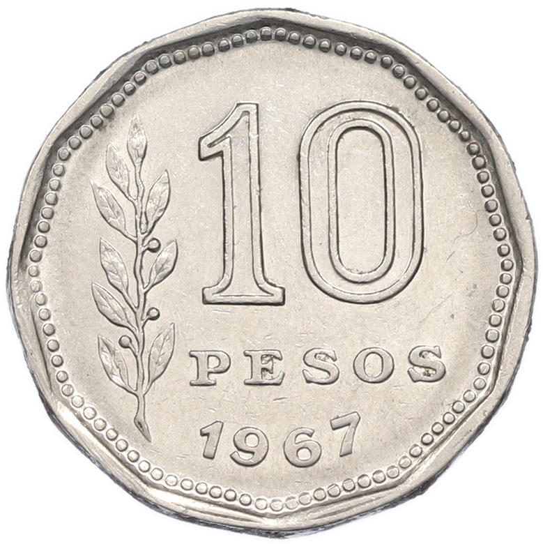10 песо 1967 года Аргентина — Фото №1