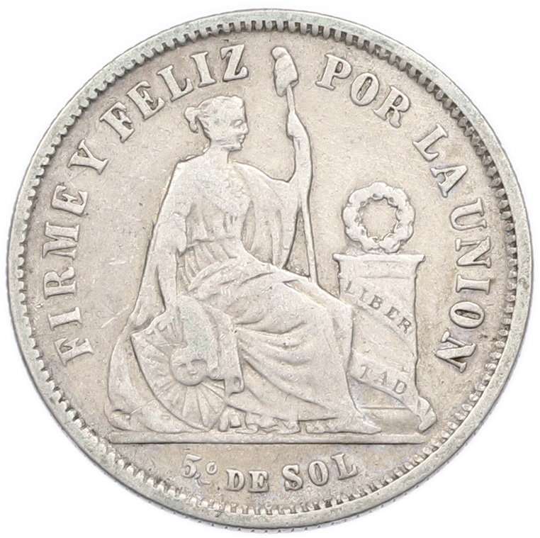 1/5 соля 1866 года Перу — Фото №2