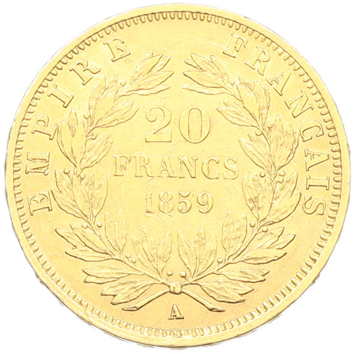 20 франков 1859 года A Франция — Фото №1