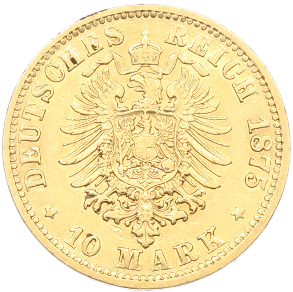 10 марок 1875 года Германия (Гамбург) — Фото №2