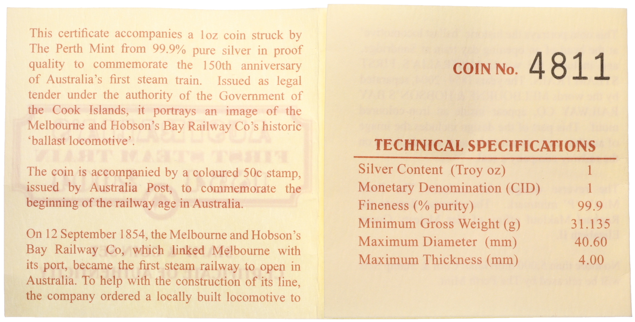1 доллар 2004 года Острова Кука «Железнодорожные путешествия мира — Трансавстралийская железная дорога» — Фото №3