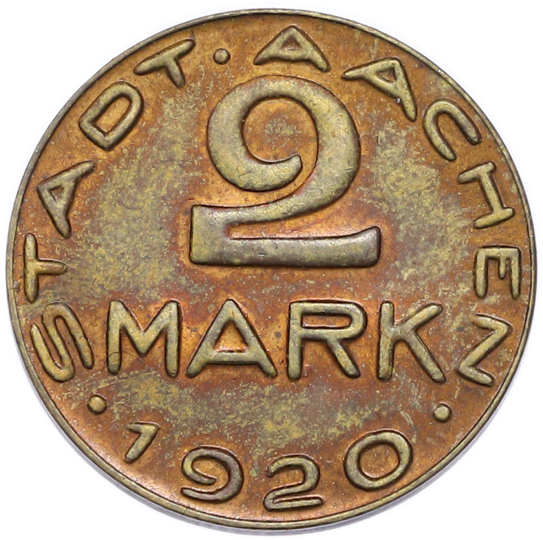 2 марки 1920 года Германия — город Аахен (Нотгельд) — Фото №2