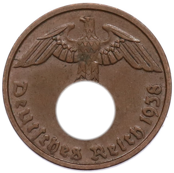 2 рейхспфеннига 1938 года D Германия — Фото №1