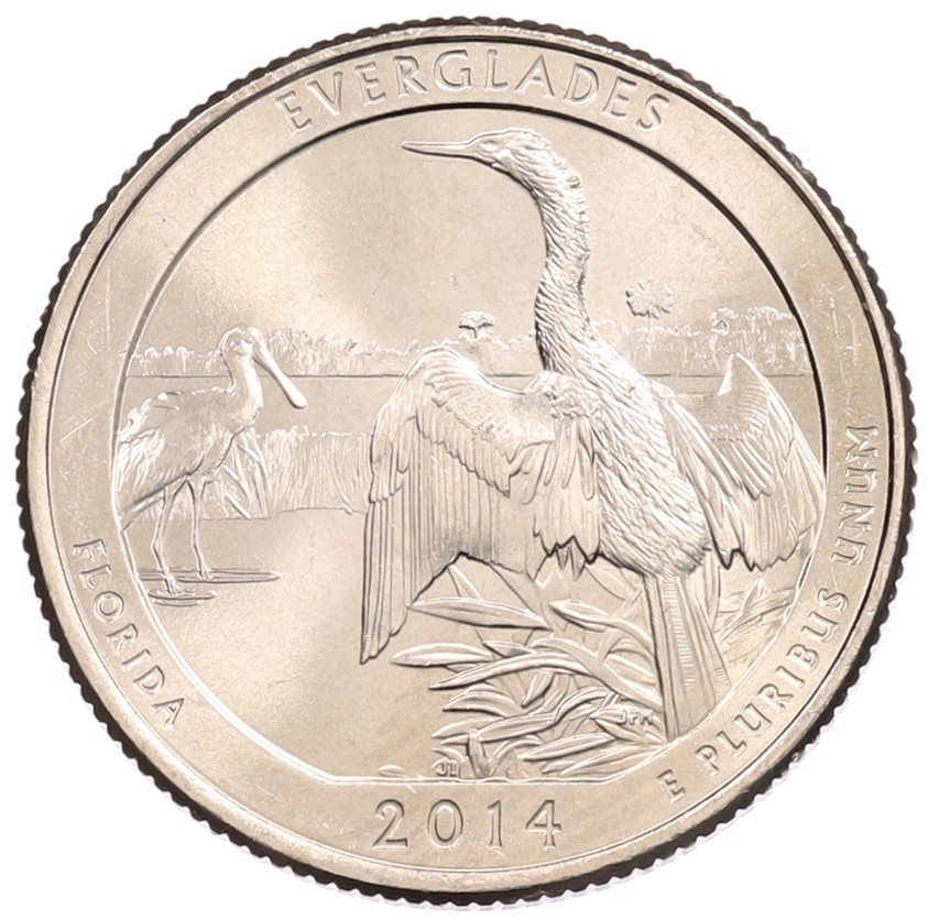 1/4 доллара (25 центов) 2014 года P США «Национальные парки — №25 Национальный парк Эверглейдс» — Фото №1