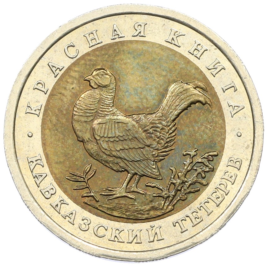 50 рублей 1993 года ЛМД «Красная книга — Кавказский тетерев» — Фото №1
