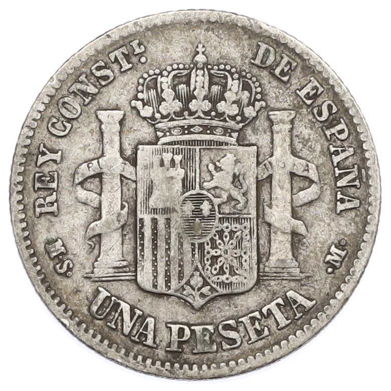 1 песета 1882 года Испания — Фото №2