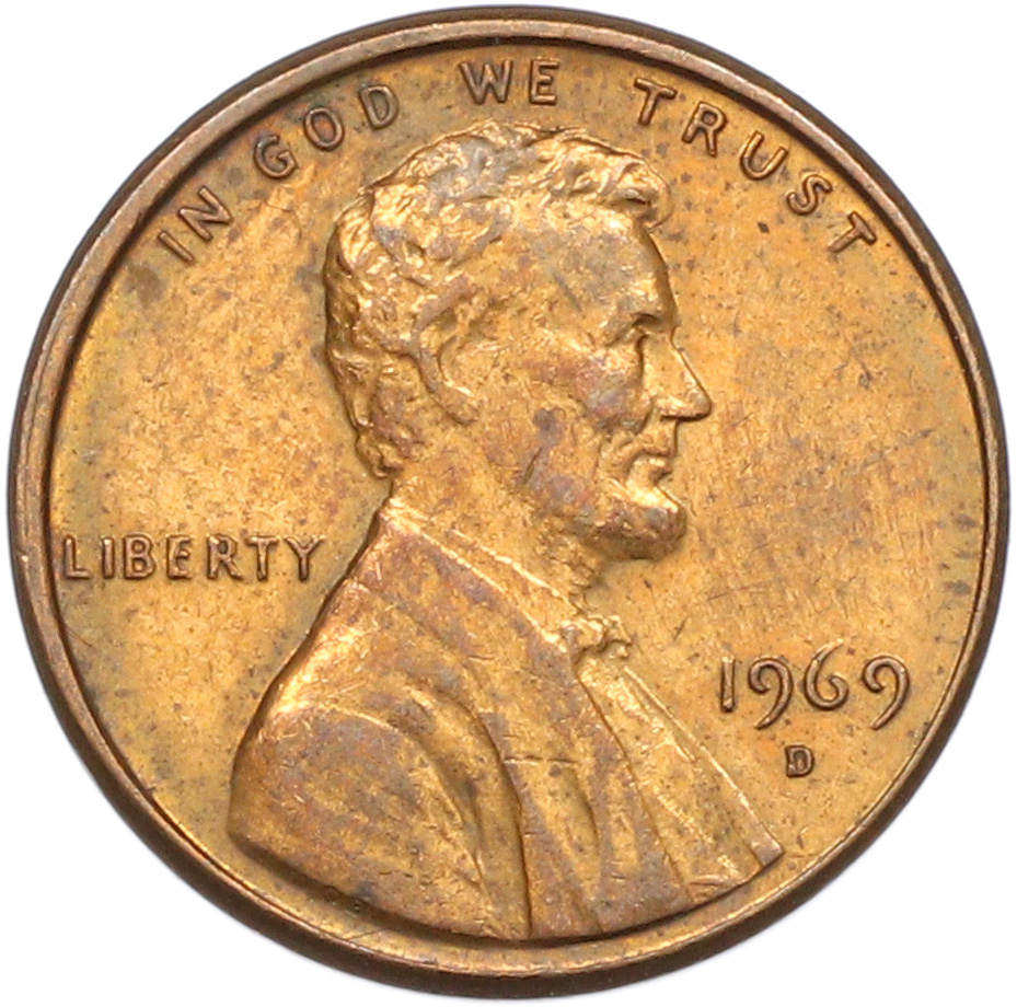 1 цент 1969 года D США — Фото №1