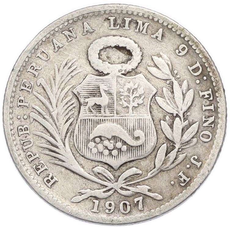 1/5 соля 1907 года Перу — Фото №1