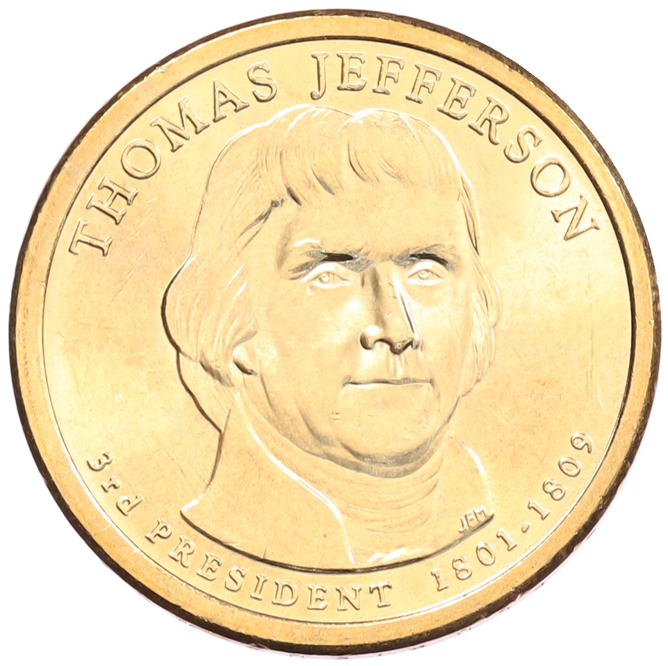 1 доллар 2007 года Р США «3-й президент США Томас Джефферсон» — Фото №1