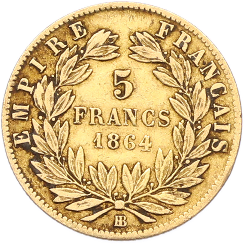 5 франков 1864 года BB Франция — Фото №1