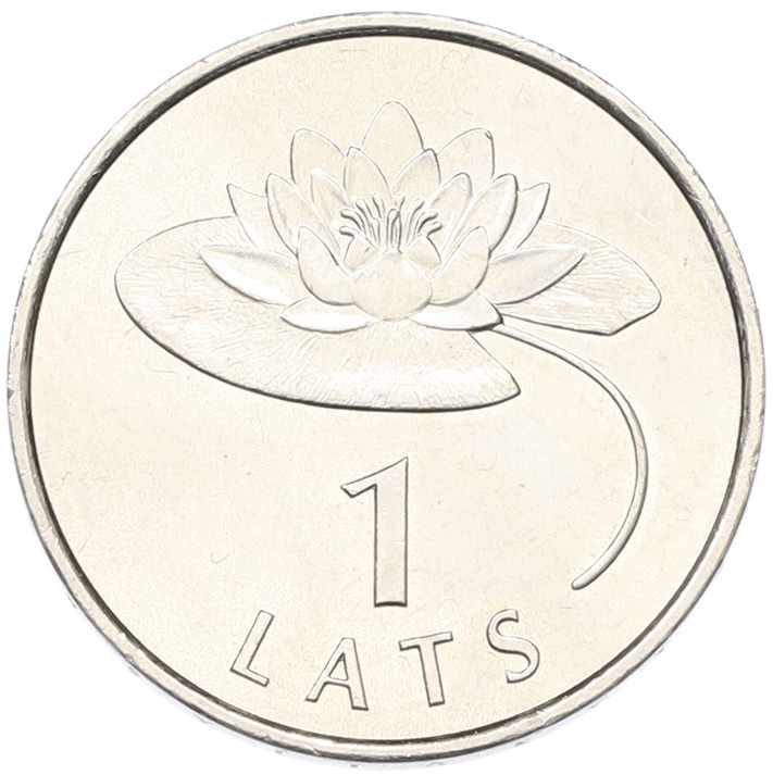 1 лат 2008 года Латвия «Водяная лилия» — Фото №1