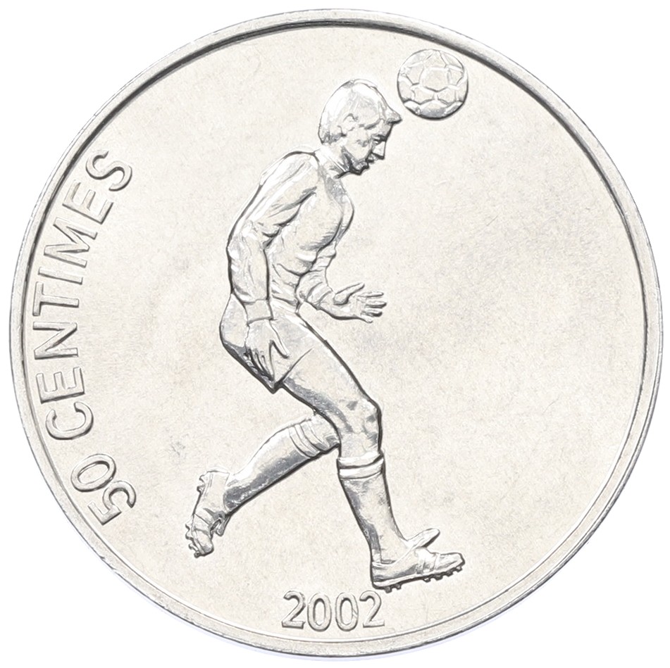 50 сантимов 2002 года Конго (ДРК) «Футболист» — Фото №1