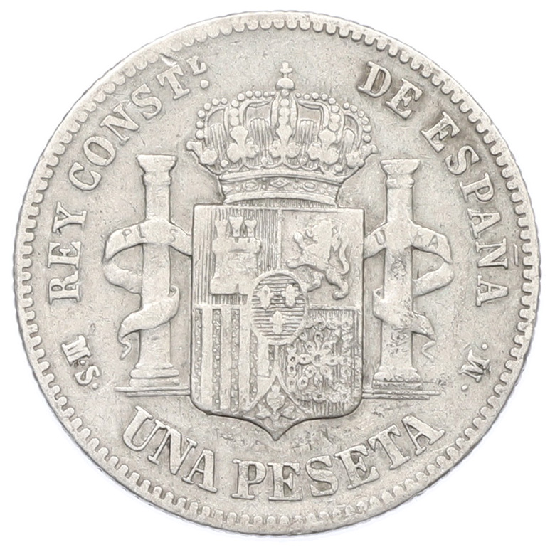 1 песета 1882 года Испания — Фото №2