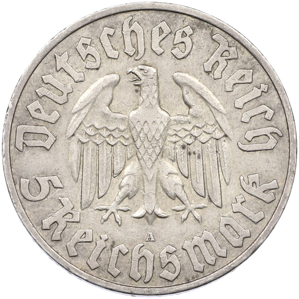 5 рейхсмарок 1933 года A Германия «450 лет со дня рождения Мартина Лютера» — Фото №2