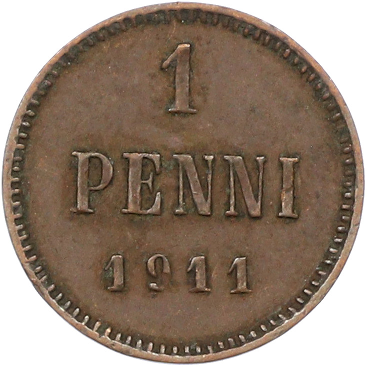 1 пенни 1911 года Русская Финляндия — Фото №1