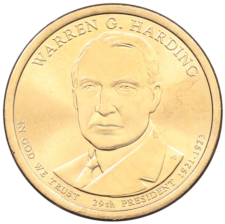 1 доллар 2014 года (D) США «29-й президент США Уоррен Гардинг» — Фото №1