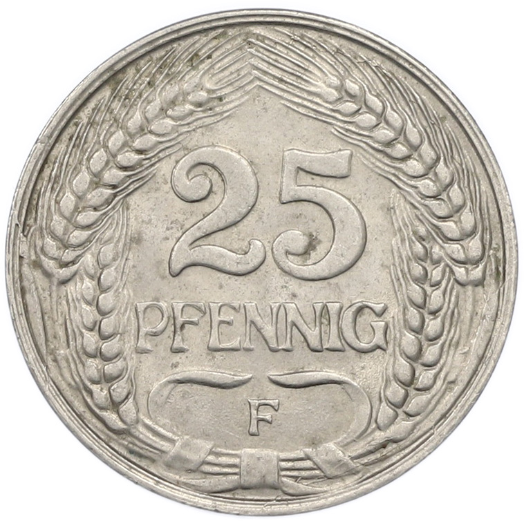 25 пфеннигов 1909 года F Германия — Фото №2